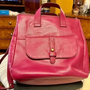 Fossil Pink Leather Backpack